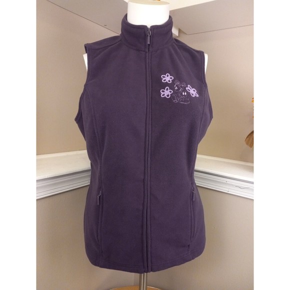Disney Park Womens‎ Mickey Mouse Sleeveless Embroidered Purple Fleece Vest Xl - Picture 1 of 13